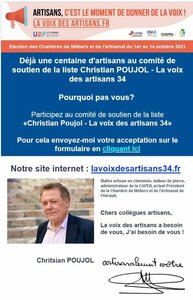 Election des Chambres de Métiers et de l'Artisanat du 1er au 14 octobre 2021